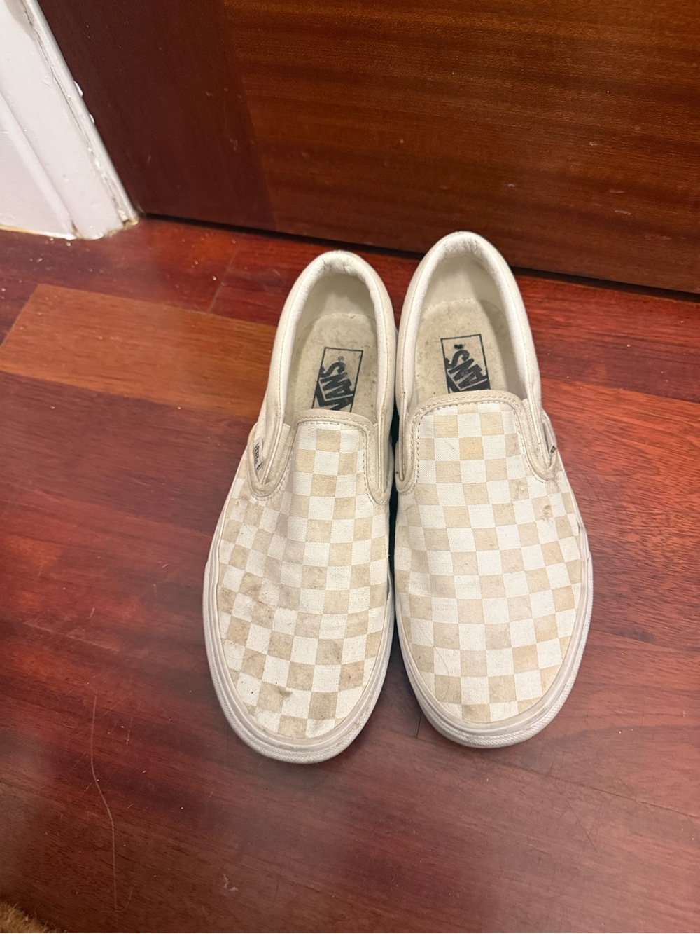 Vans Classic Slip-On Checkerboard Sneakers - White/Cream